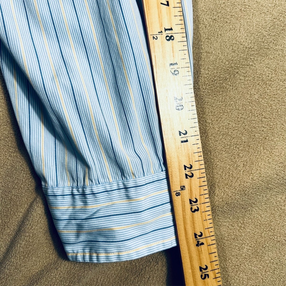 Ralph Lauren Classic Fit Blue Stripe Button Down Shirt XL 14.5/35 Blue Pony - Picture 7 of 12